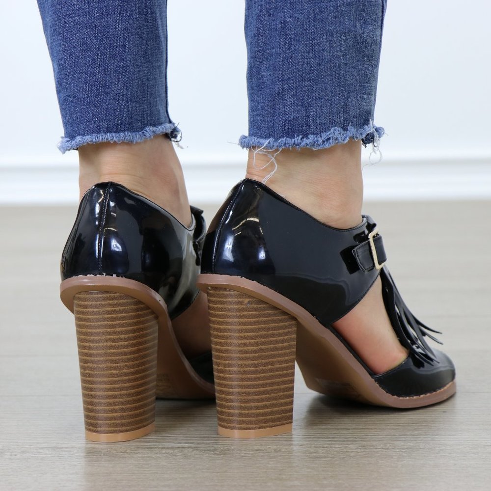 Patent rockabilly oxford high heels w/ tassel - Picture 7 of 7